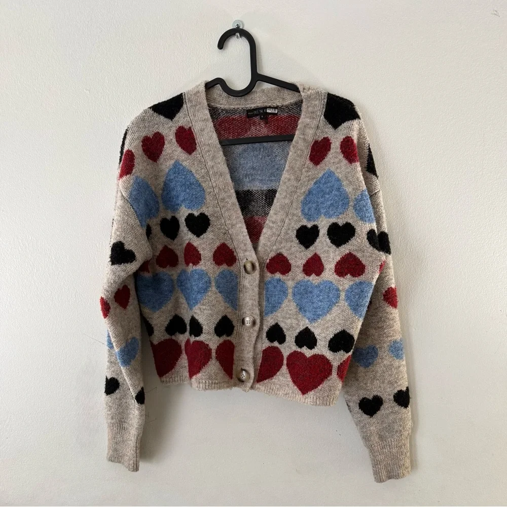 Anthropologie Free the Roses Heart Print Cardigan - Picture 4 of 8